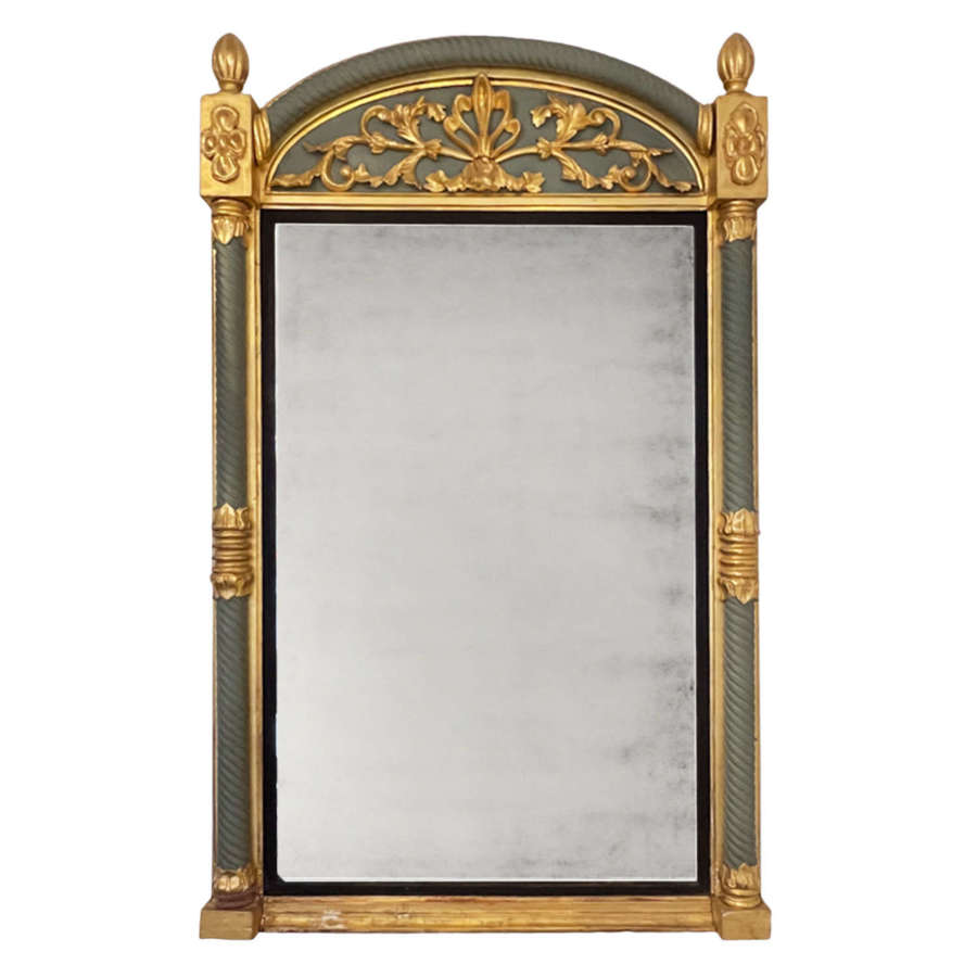 Swedish 19th Century Giltwood Mirror With Refreshed Green Paint