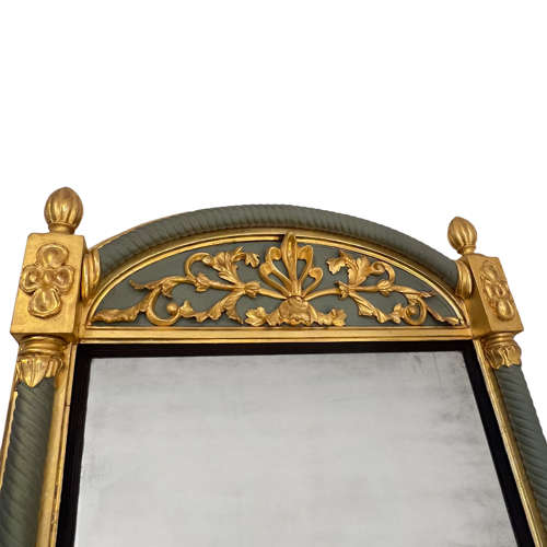 Swedish 19th Century Giltwood Mirror With Refreshed Green Paint