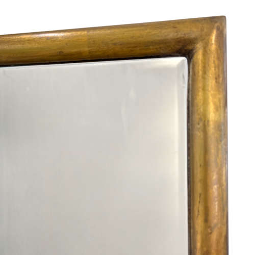 Large French 1920s Giltwood Bistro Mirror With Bevel Edge