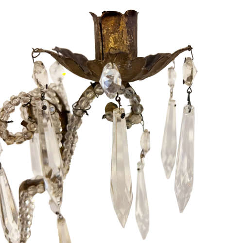 Pair of 1920s Beaded Italian Candlesticks Converted to Lamps