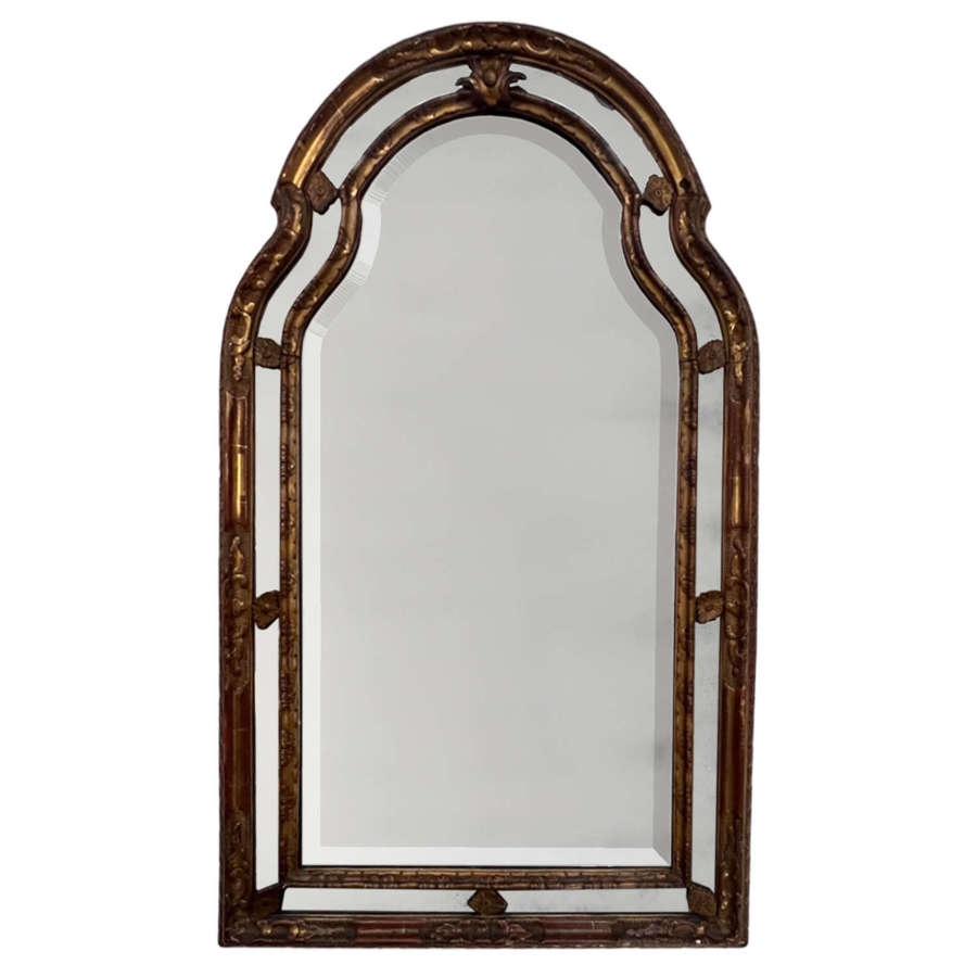 Large 19th Century Italian Giltwood Mirror With Arched Top