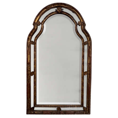 Large 19th Century Italian Giltwood Mirror With Arched Top