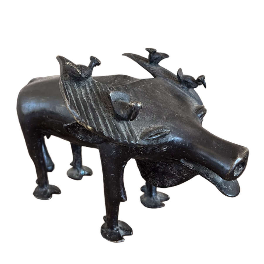 Bronze Sculpture of a Water Buffalo with Ox-Pecker Birds, 1960s