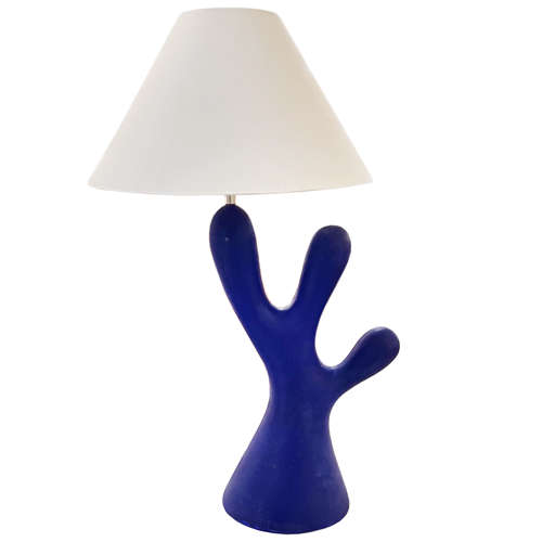 Pair of Philipe Cuny Blue 'Algue' Midcentury Table Lamps