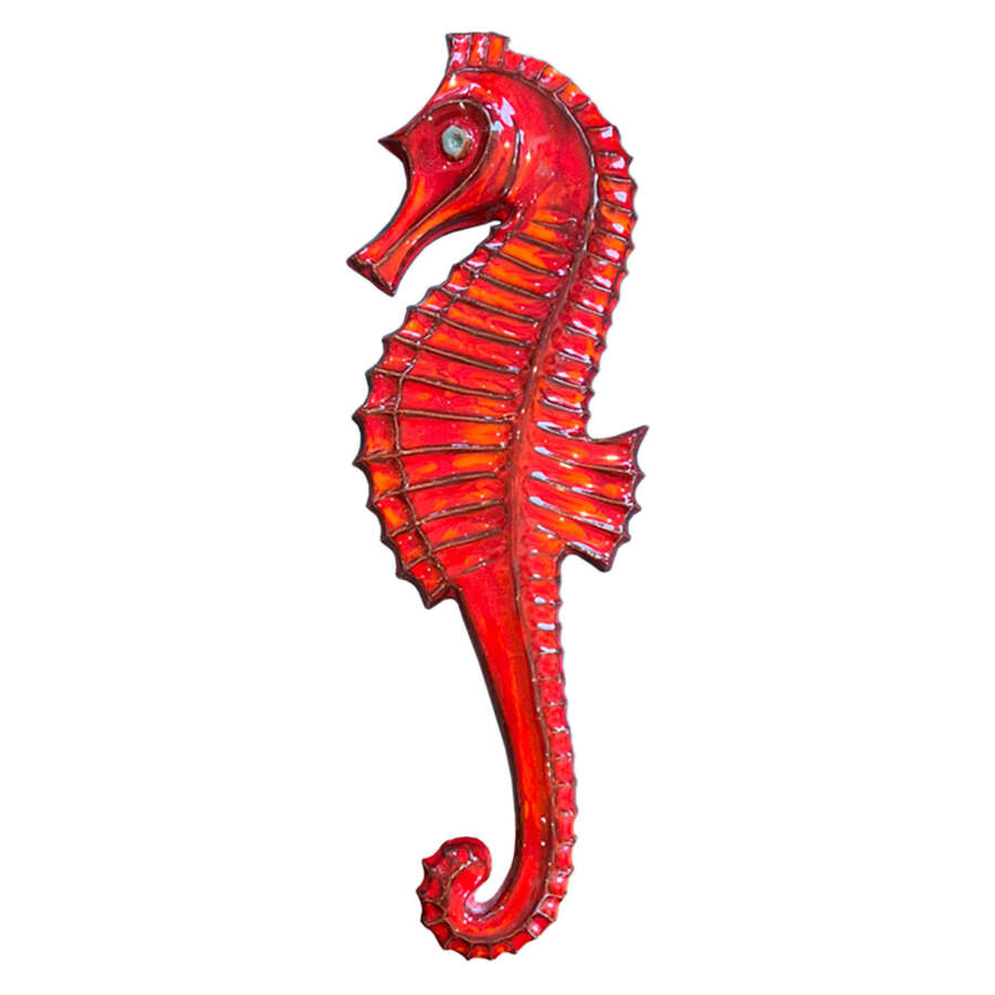 Two Large Ceramic Seahorses, Made and Signed in the 1960s