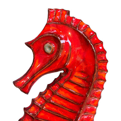 Two Large Ceramic Seahorses, Made and Signed in the 1960s