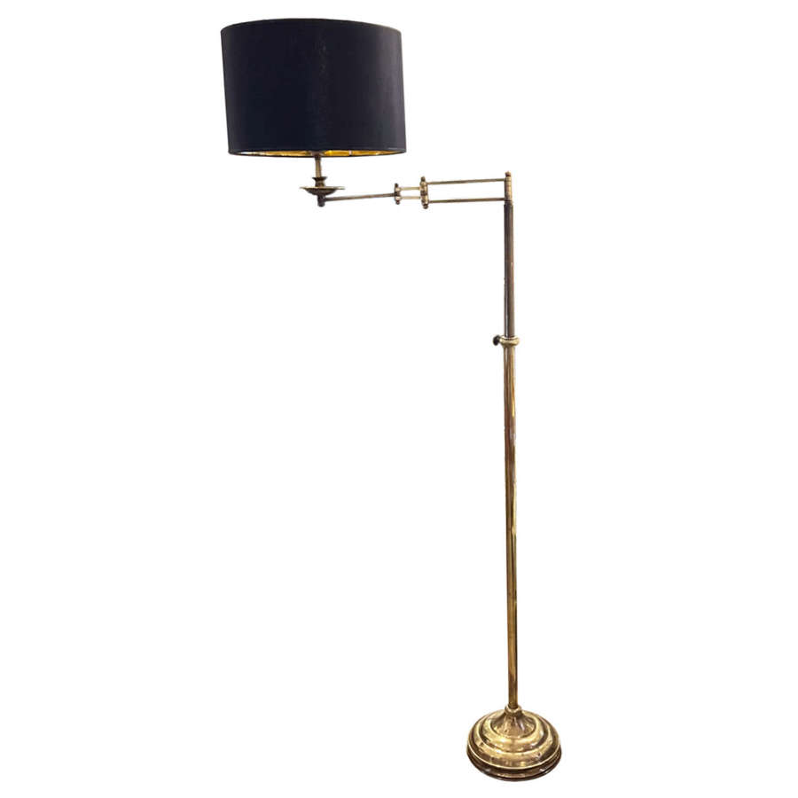 French 1950s Adjustable Swing Arm Floor Lamp With A Tiered Base