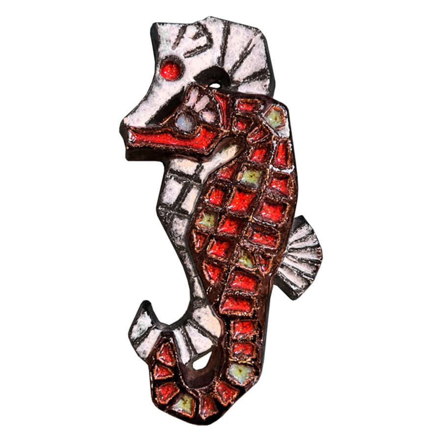 Small Ceramic Seahorse, Made and Signed in the 1960s