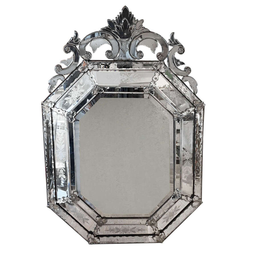 French 'Venetian' Mirror With A Shield Crest, 1900s