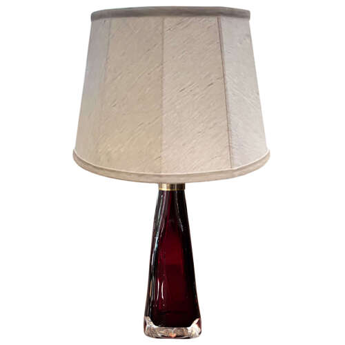 Pair of 1960s Bright Red Swedish Orrefors Glass Table Lamps