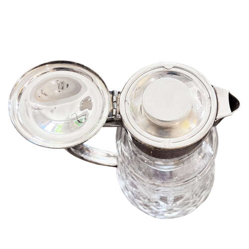 Crystal and Plated Ice Chamber Lemonade or Cocktail Jug, French 1920s