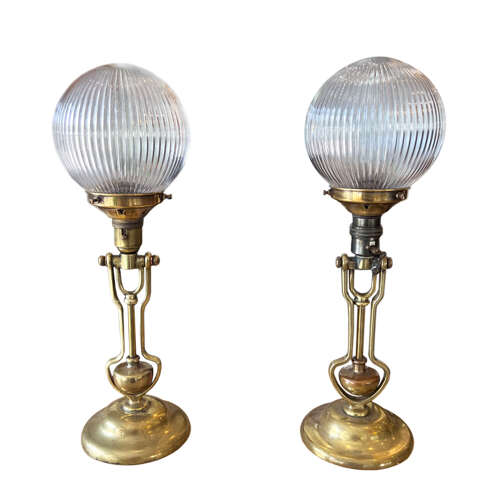 Pair of Benson's 1920's Ship's Master Suite Table or Wall Lamps