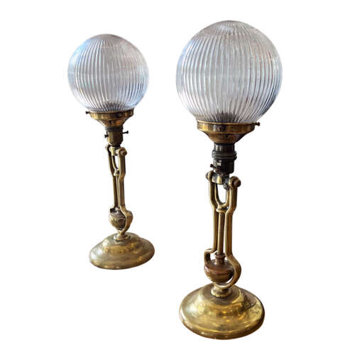 Pair of Benson's 1920's Ship's Master Suite Table or Wall Lamps