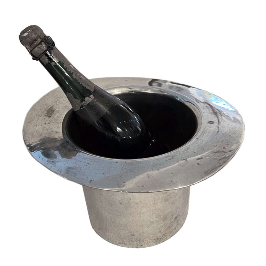 English 1960s Silver Plate Top Hat Champagne Cooler