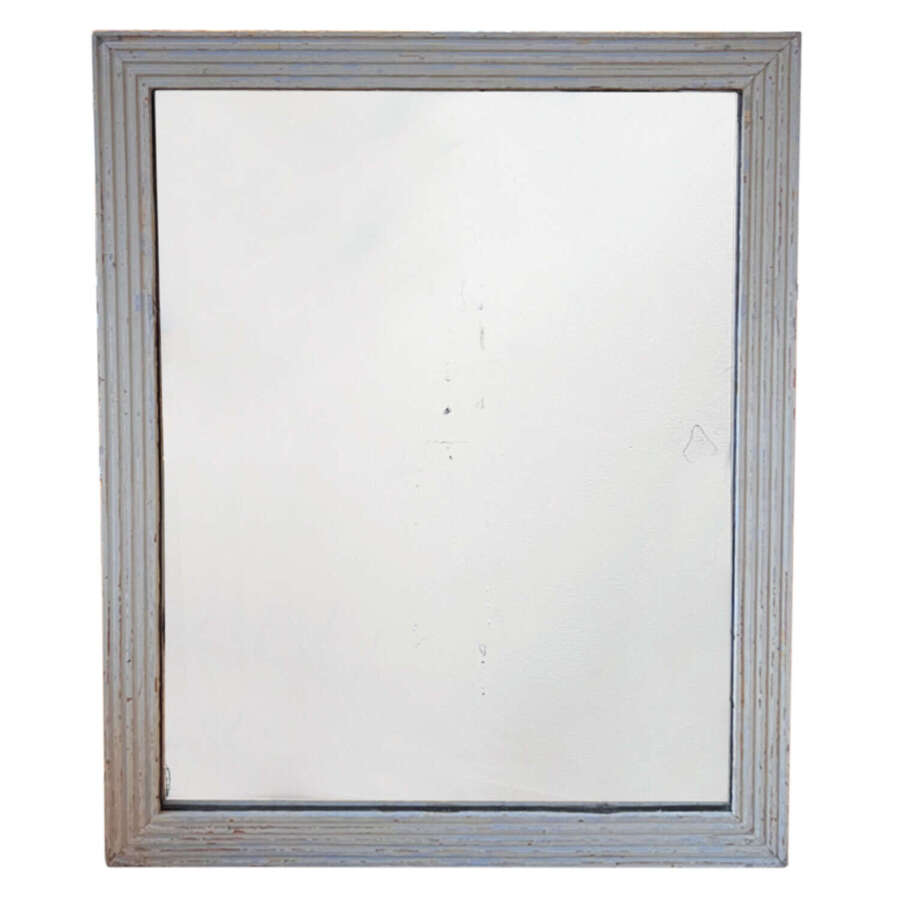 Large French Early 19th Century Wall Mirror With Reeded Frame & Original Mercury Glass