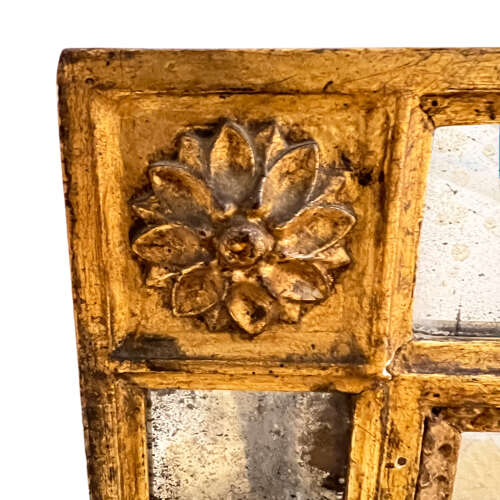 French 19th Century Giltwood Wall Mirror With A Pair of Doves On The Crest, Mercury Glass