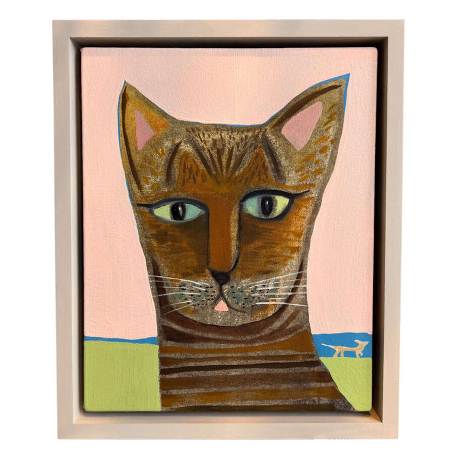 'Trip to the Sea' 2025, by Henrietta Dubrey - Oil on Canvas of a Cat, Framed