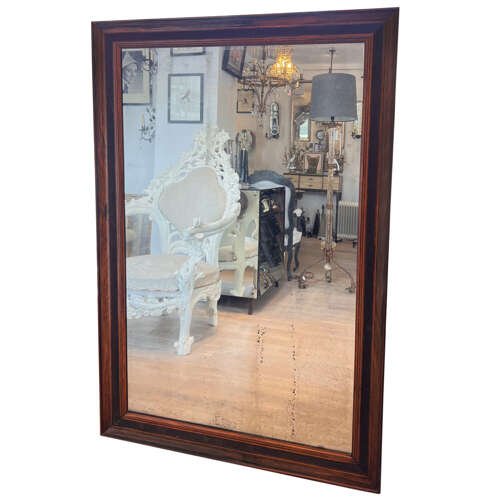 19th Century French Walnut Framed Mirror With Original Plate Mercury Glass