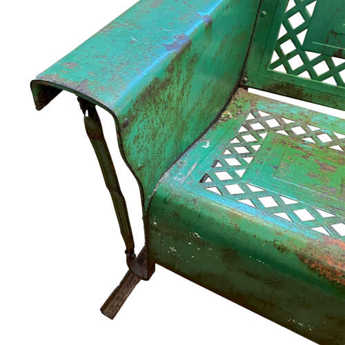 American Porch Glider with Original Green Paint, 1950s by Bunting