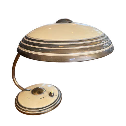Small Midcentury Desk Lamp By Helo, Brass and Cream Paint
