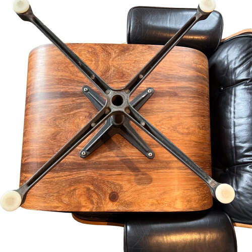 1970s Eames Lounge Chair and Ottoman, by Mobiliere International, Black Leather
