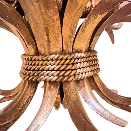 French 1950s Verdigris Pineapple Chandelier With Six Arms
