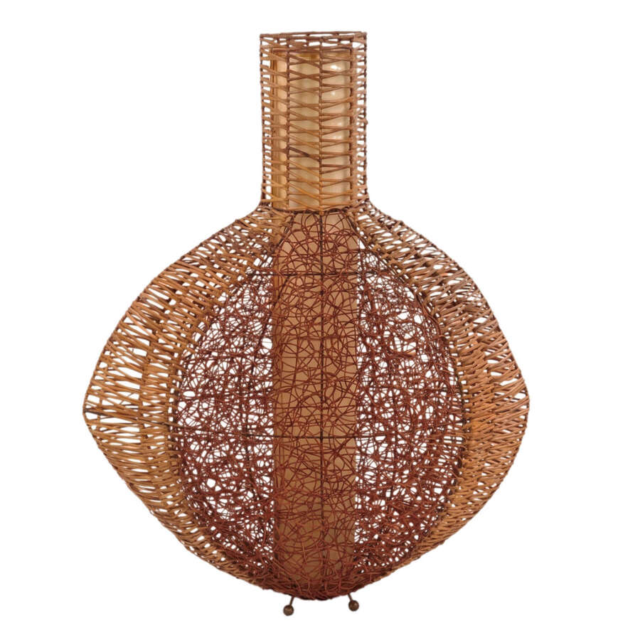 Italian 1970s Wicker Floor Lamp