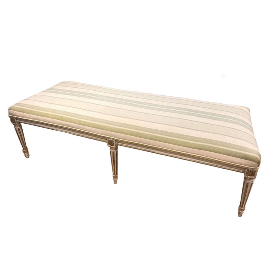 French 19th Century Carved Wood Windowseat, Hall Bench or Ottoman for Reupholstery