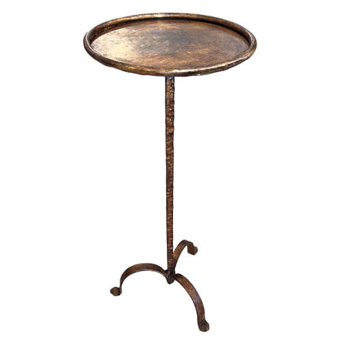 Pair of Spanish Midcentury Martini Tables, Gilded Wrought Iron