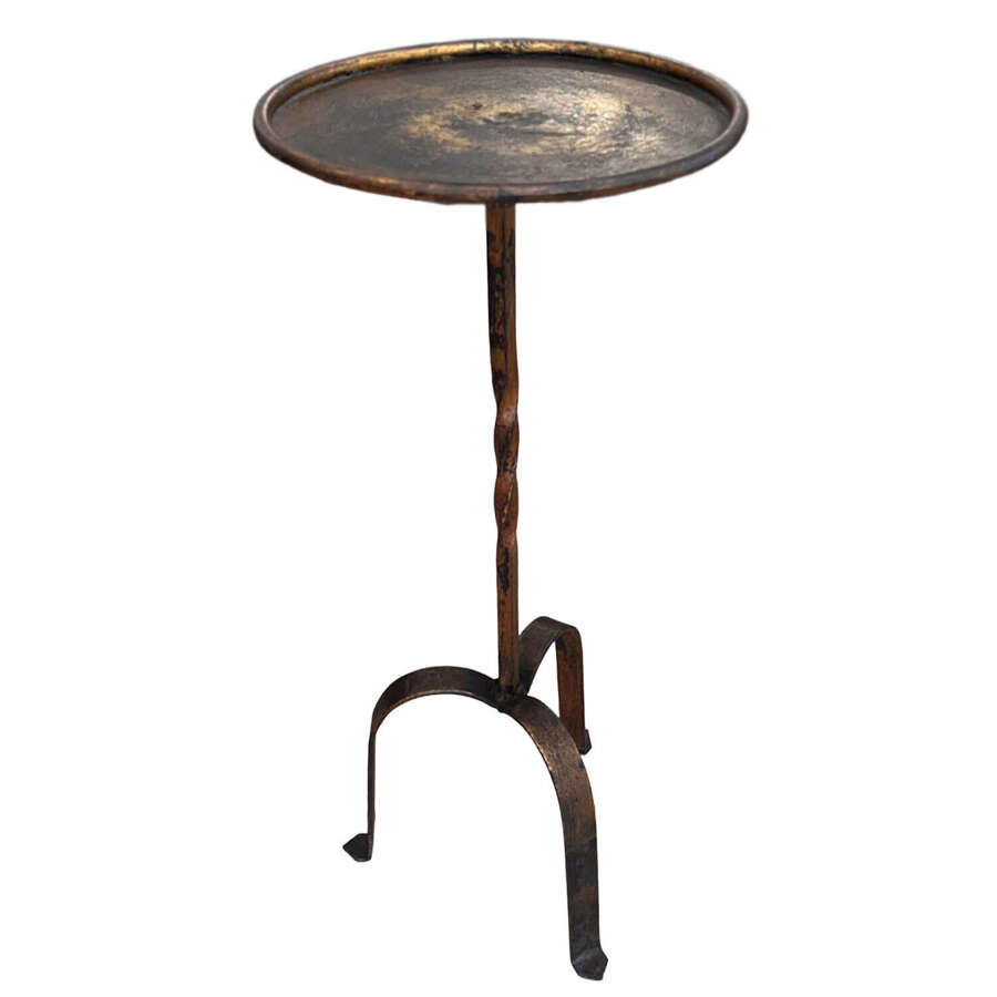 Single Spanish Midcentury Martini Table, Gilded Wrought Iron