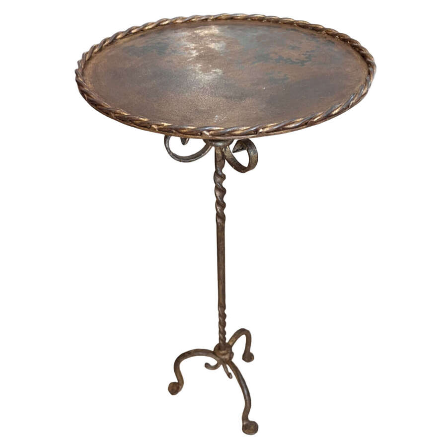 Single Decorative Spanish Midcentury Martini Table, Gilded Wrought Iron