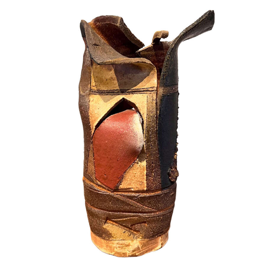 Ceramic Vase With Earthy Tones & An Architectural Silhouette in the Manner of Ian Godfrey