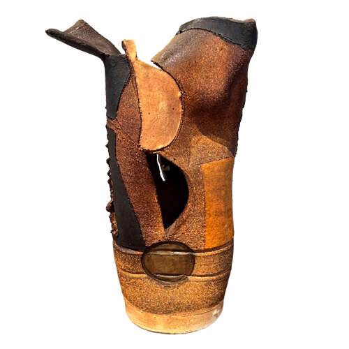 Ceramic Vase With Earthy Tones & An Architectural Silhouette in the Manner of Ian Godfrey