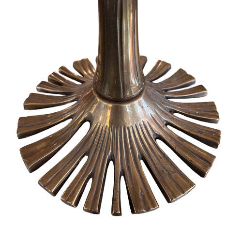 Single French Midcentury Faux Bamboo Brass Table Lamp