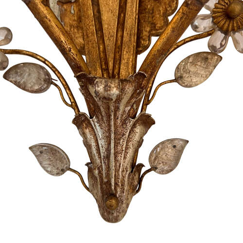 Pair of 1960s Banci Firenze Wall Sconces With Flowers and Leaves (Baguès Style)