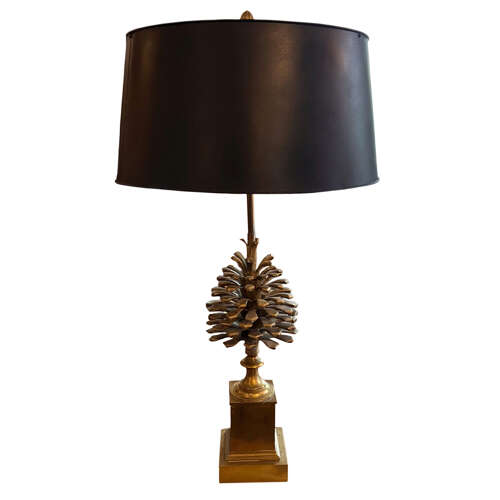 Maison Charles 1960s Pine Cone Single Table Lamp